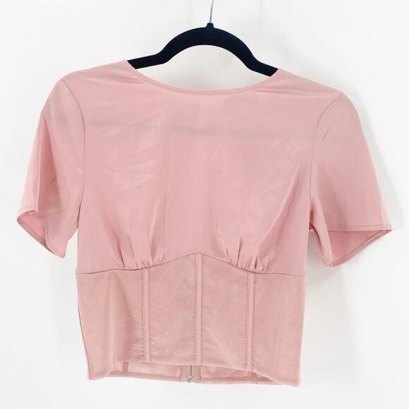 ShineStar pink cropped bendable boning sheer feminine club coquette fairy size s - Picture 1 of 6